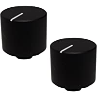AERZETIX: 2 x botón para potenciómetro para Eje moleteada 6mm Ø20x16mm de Aluminio y plastico Color Negro